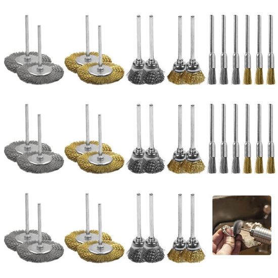 Lot De 6 Petites Brosses Métalliques Avec Brosse En Laiton