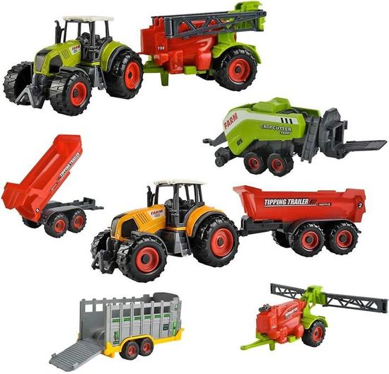 Tender Leaf Toys Tracteur De Ferme - Jouet Tracteur En Bois Avec Remorque Amovible Animaux Et Accessoires Jouet De Jeu Ouvert Jeu De Simulation De Ferme Pour Garcons Et Filles A Partir De 18 Mois