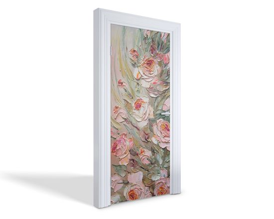 Autocollant Porte 3D Papillon Fleuri - Sticker Décoratif Amovible 90x200 Cm