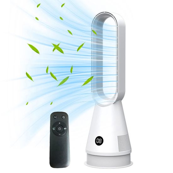 Ventilateur Colonne Sans Pales 56 Cm – Télécommande 8 Vitesses Oscillation 80° Minuterie 8h Écran LED Silencieux Argent