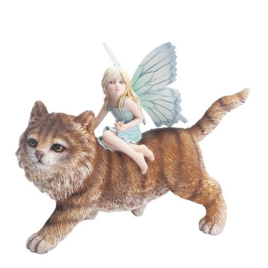 Grande fée de 30 cm avec un chat - Figurine féérique - Acheter fées