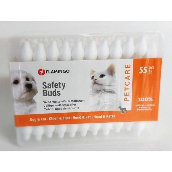 Coton tige Petcare sécurité boite de 55 pièces pour chiens et chats. - Flamingo Pet Products 14 Blanc