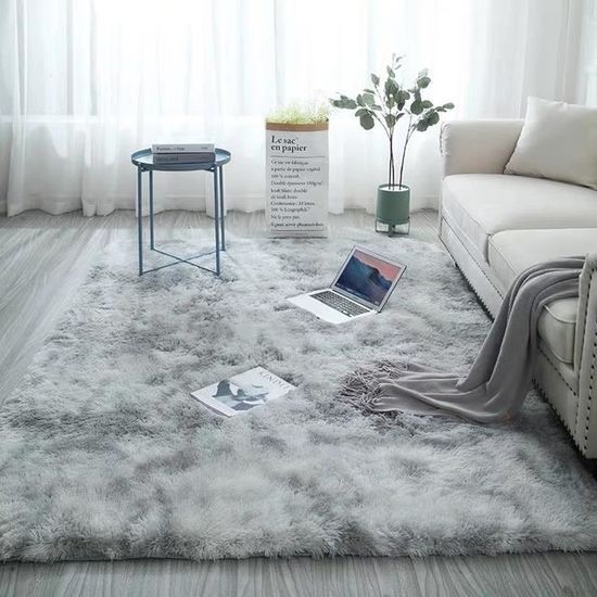 120X160CM Tapis de sol antidérapant en peluche, pour salon, Table et lit, Style nordique|gris clair*CD005