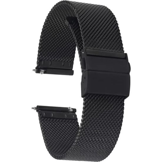 Bracelet Montre Maille Acier Inoxydable 20mm - Déclenchement Rapide - Homme Femme