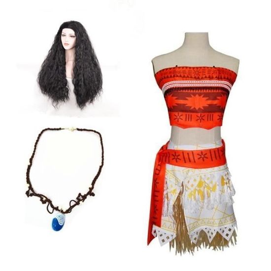 Deguisement enfant robe luxe Vaiana collier perruque 2 3 ans Cdiscount Jeux Jouets
