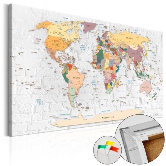 Punaise ronde carte du monde pour panneau de liège, accessoire
