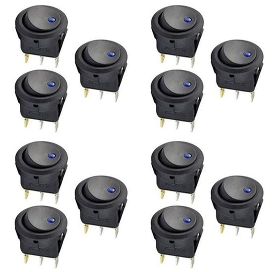 Interrupteur à Bascule LED Bleu Mintice - 12V 20A, Pour Voiture, Bateau, Moto, Feux De Conduite