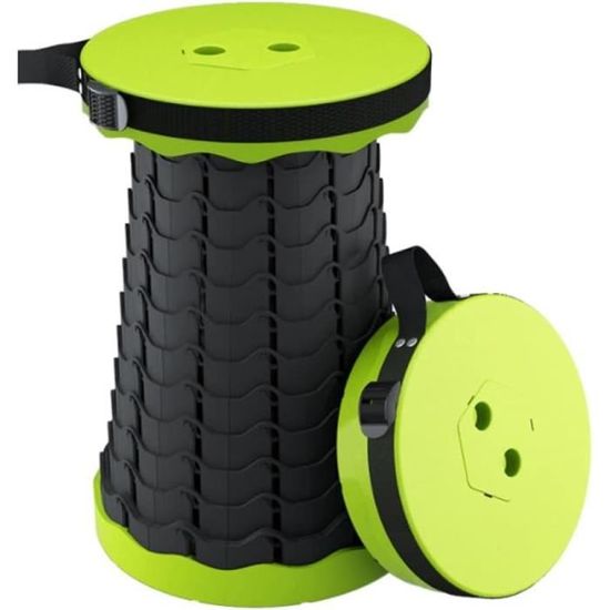 Fishtec Tabouret Pliable Télescopique Portable 25,5 X 44,5 Cm - Charge 130 Kg Vert Noir