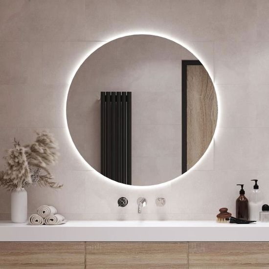 Miroir LED TULUP - Blanc froid - Ø 80 cm - Meuble de salle de bain -  Cdiscount Maison