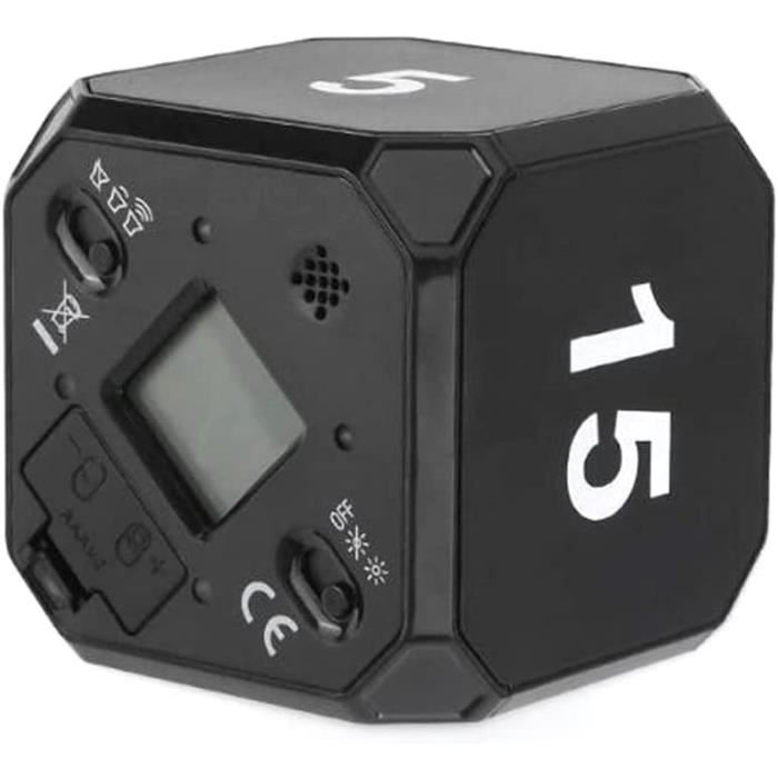 Pomodoro Minuteur Avec Horloge, 5, 25, 3, 10, 30, 60, 90 Minutes, Cube De Productivité De Bureau Avec Capteur De Gravité Pour TDAH, Alarme Et Muet, Idéal Pour Le Travail, Les études, La Cuisine, La