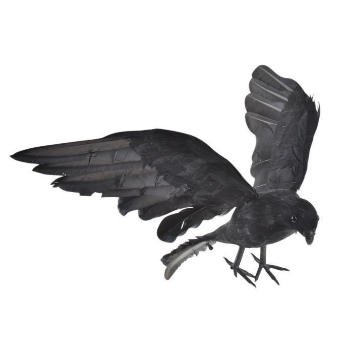 Corbeau A Plumes Noir Fait Main Realiste De Corbeau Pour Des Oiseaux De Decorations D Halloween G846 Cdiscount Maison