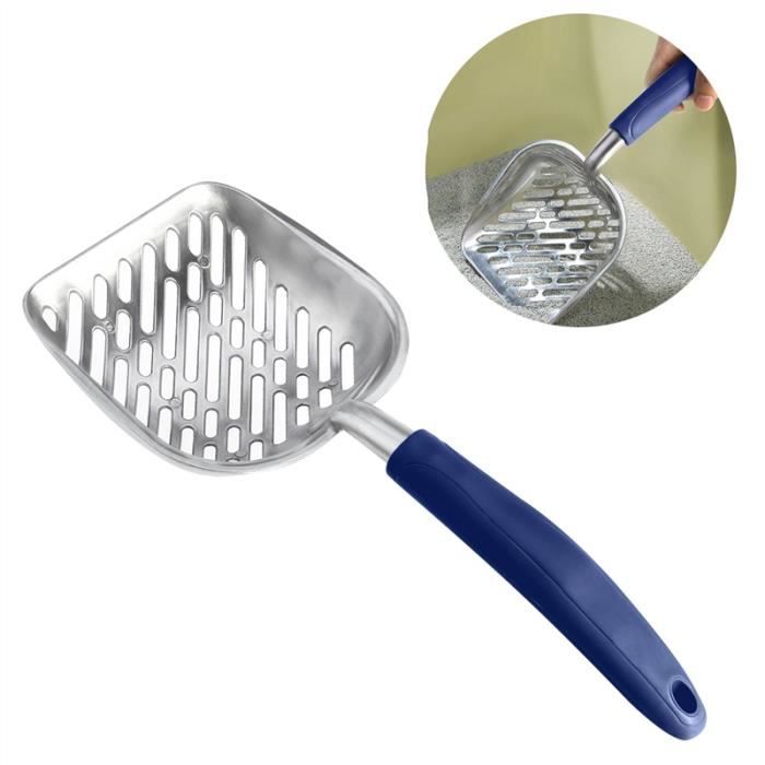 UEETEK Longue Poignée Pet Kitty Chien Litière Scooper Durable Métal Pet Sift Pelle (Bleu)