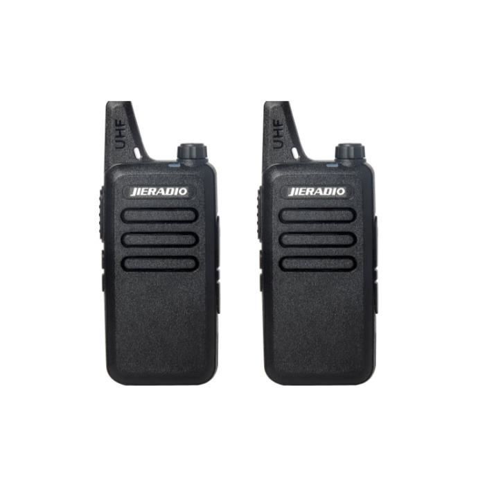 2Pcs Mini Talkie Walkies Ultra-thin,16 Canaux UHF 400-470MHz Intercom Distance 3-5 km Avec Ecouteurs Originaux et chargeur (Noir)