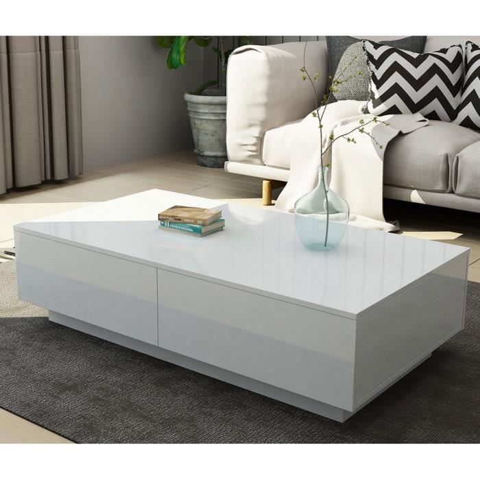 Table Basse 4 Tiroirs Table d'appoint Design Moderne d'appoint Créative Table Salon Rectangulaire Compartiment Ran -JIY