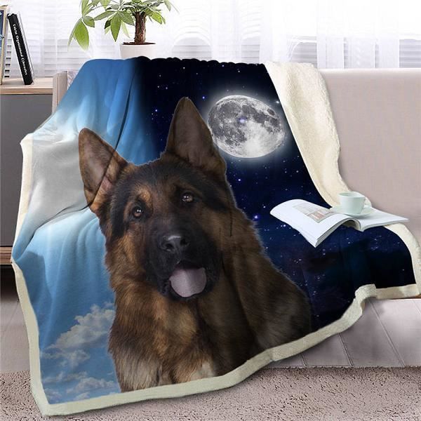 150cmX200cm,BlessLiving-couverture Sherpa pour chien 3D - Sur le lit, couverture lancer de chien de berger allemand, c Model:LCX220