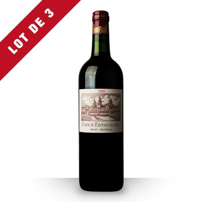 3X Château Cos d'Estournel 2008 Rouge 75cl AOC Saint-Estèphe - Vin Rouge
