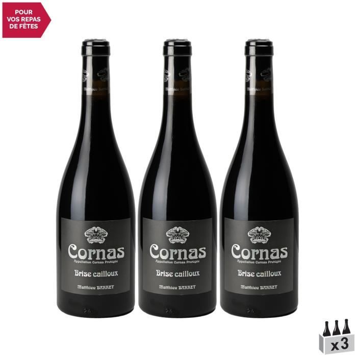 Cornas Brise Cailloux Rouge 2018 - Lot de 3x75cl - Domaine du Coulet - Vin AOC Rouge de la Vallée du Rhône - Cépage Syrah