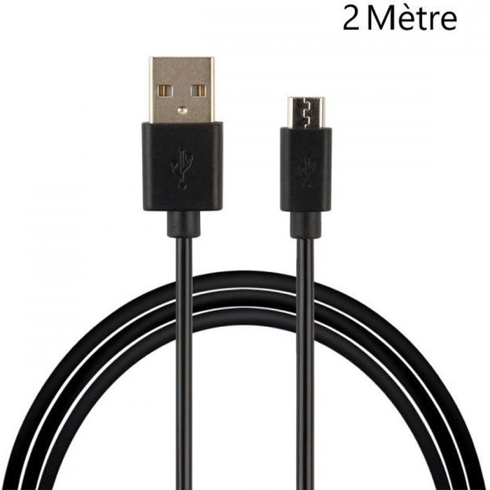 CÂBLE POUR SAMSUNG A10 S6 S7 J4 Plus J5 J6 J7 A6 MICRO USB Chargeur Rapide Couleur Noir 2 M