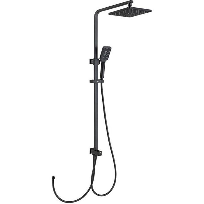 Lonheo Colonne de Douche Noir sans Mitigeur Colonne Douche Hauteur Réglable en Acier Inox Set de Douche Baignoir pour Salle de Bain