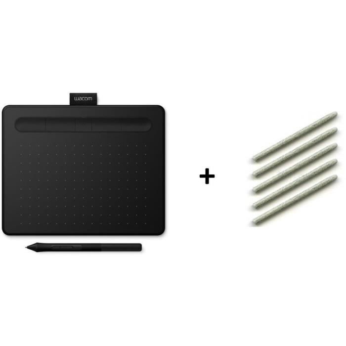 PACK WACOM : Tablette Graphique Intuos S Bluetooth - Noir + Stylet feutre 5 pointes ACK-20003