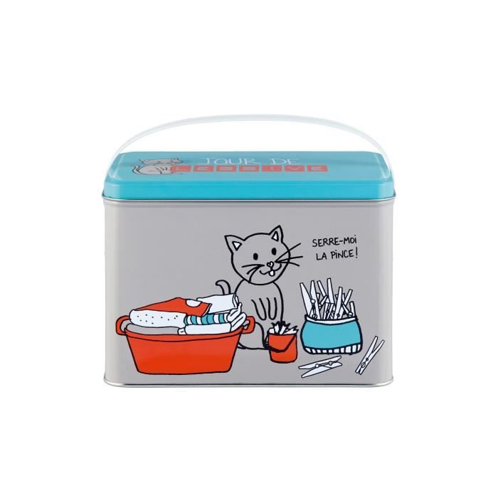 Boîte à Pinces à Linge Jour de Lessive Décor Chat - Rangement - Dlp Derrière La Porte