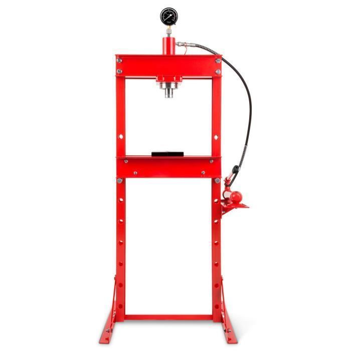 EBERTH 20T Presse hydraulique d'atelier avec Manomètre (825 mm Hauteur de travail, Réglable 8 niveaux, 425 mm Largeur de travail)