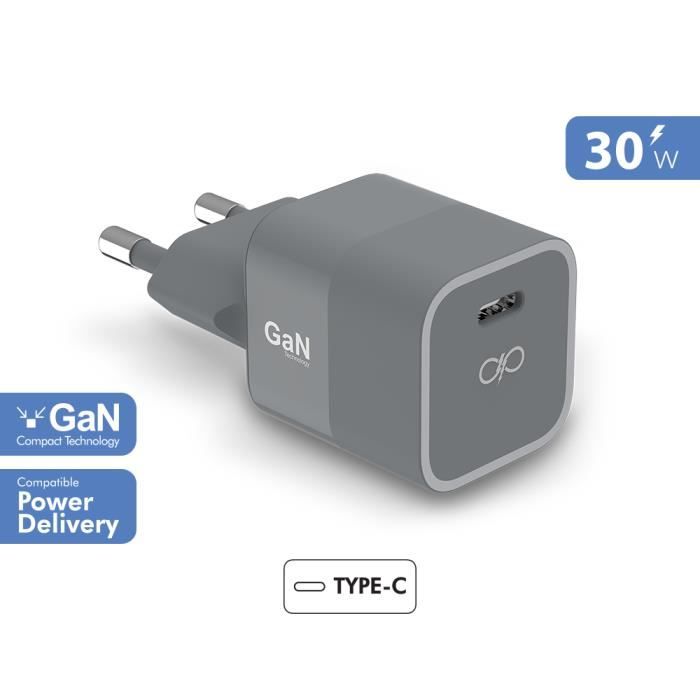 Chargeur maison 30W Power Delivery GaN Garanti à vie Gris - Fabriqué en France Force Power
