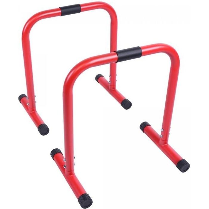 Barres parallèles - barres à dips | Hauteur: 73 cm | Coloris : Rouge
