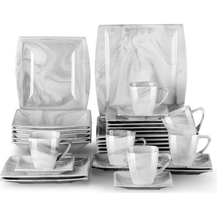 Service de table complet en porcelaine de 30 pièces - Gris - MALACASA Série Blanc