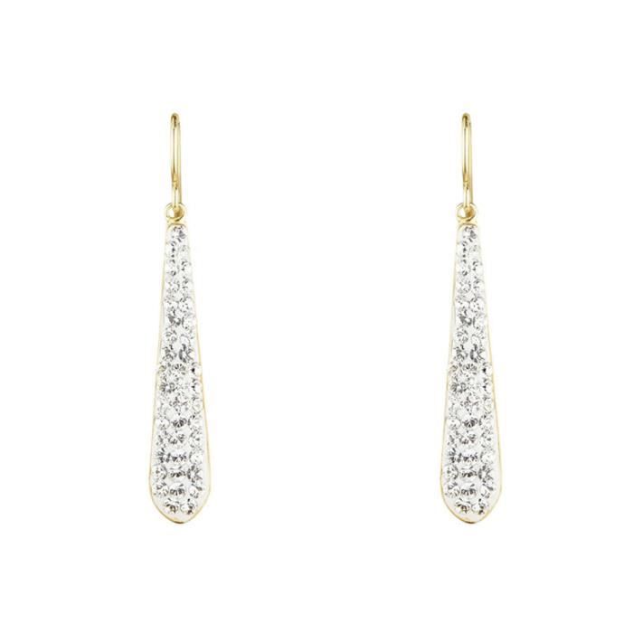 Mes-bijoux.fr - Boucles d'oreilles Femme Métal doré Argenté et ornée de Cristaux de Swarovski Element - WEI176Crjgv
