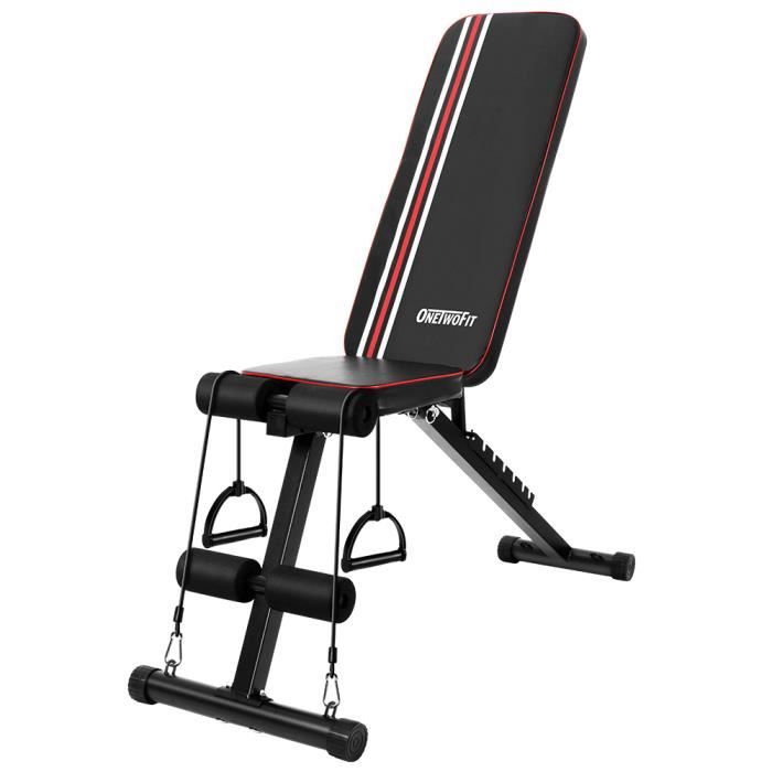 OneTwoFit Banc de Musculation Réglable, Banc d'Entraînement Pliable avec inclinaison à Plat OT226
