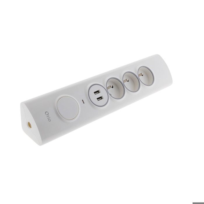 OTIO Multiprise d'angle 3P 16A + 1P 16A façade + 2 USB parafoudre à câbler