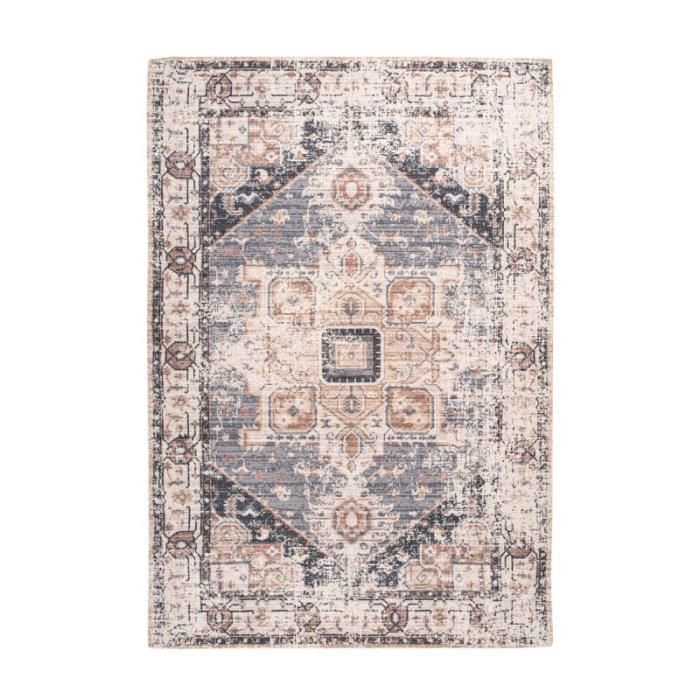 Tapis Vintage à Poils Courts -indiana I- Gris & Marron - Paris Prix 200 x 290 cm