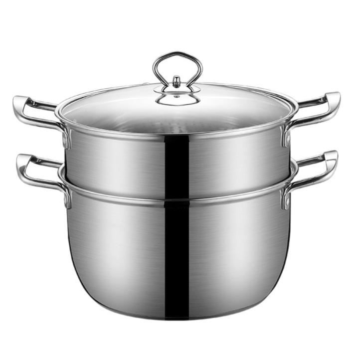 Marmite à vapeur à double couche en acier inoxydable, 1 pièce (argent) CUISEUR A VAPEUR