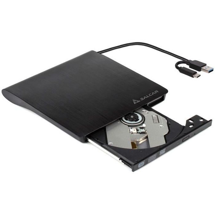 Salcar Lecteurs et graveurs CD DVD Externe USB 3.0 Type C pour Desktop/PC sous Windows et Mac OS pour Apple MacBook, Pro, Air, iMac