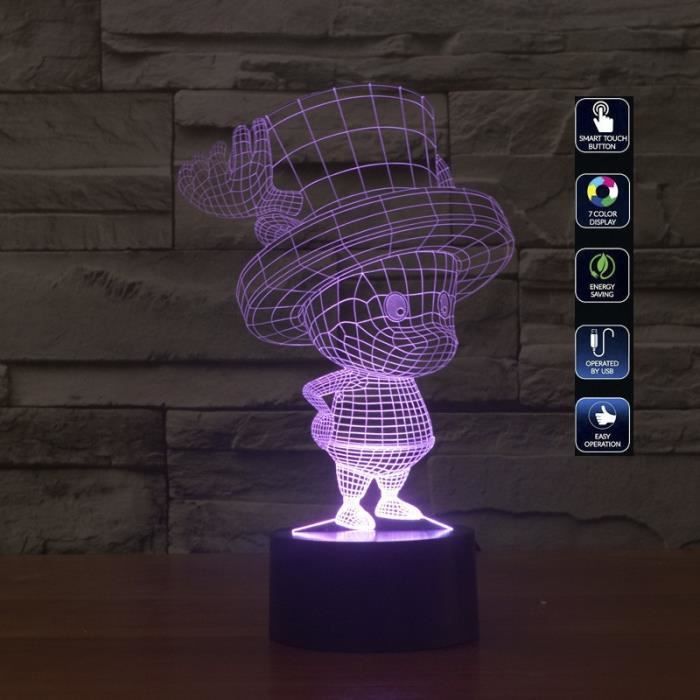 USB Powered tactile 7 couleurs changeable 3D Tony Tony Chopper Lampe visuelle LED Figurines d'action Cadeaux