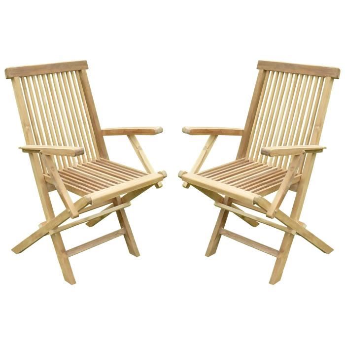 Lot de 2 fauteuils pliants JENAË Teck Premium