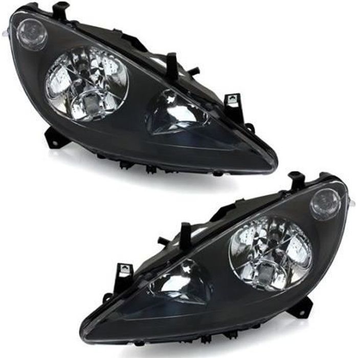 2 FEUX PHARE AVANT NOIR PEUGEOT 307 BERLINE SW ET CC 2001 A 06/2005