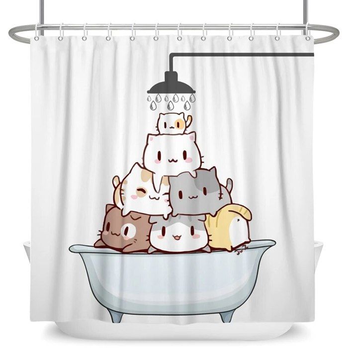 Lot Rideau De Douche Imprimé Zèbre Noir Et Blanc Avec 12 Crochets, Neuf