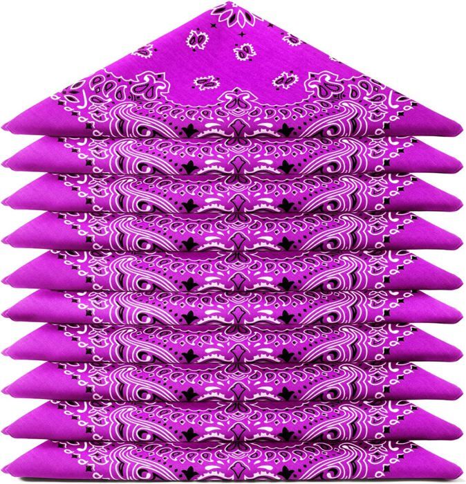 Lot De 12 Bandanas PureCity - 100% Coton, Motif Cachemire - 55x55cm - Multi-usages