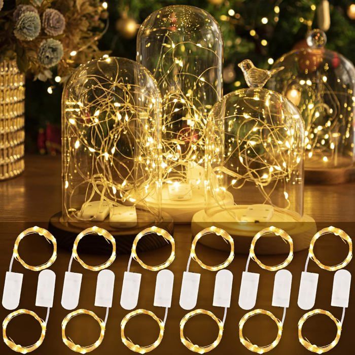 myCozyLite Guirlande Lumineuse à Piles, 50 Guirlande Lumineuse Micro LED Multicolore pour Mariage, Fête, Noël, Arbre, Maison, Intérieur Extérieur, Fil de Cuivre, Minuterie Automatique ON OFF, 5m
