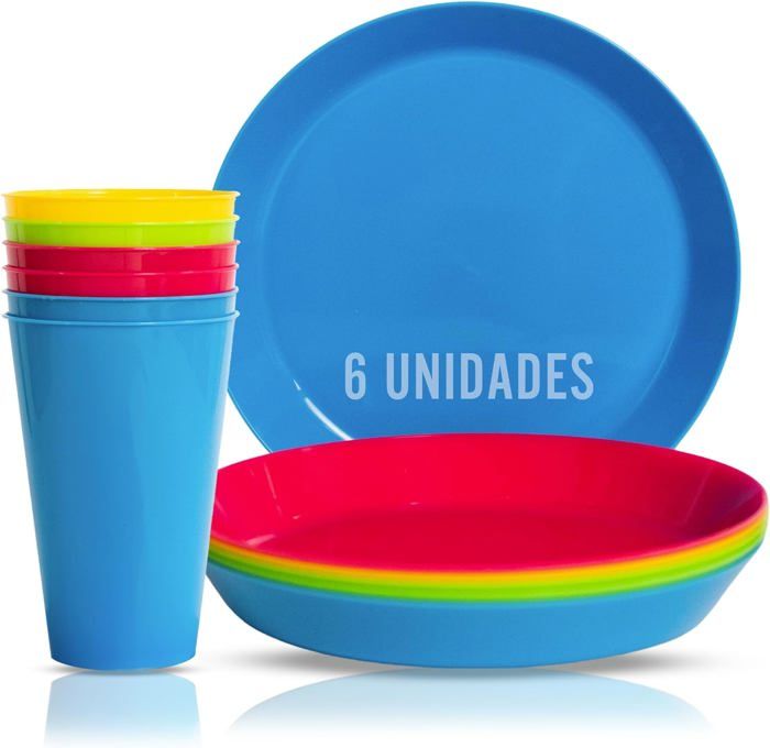 Ensemble De Vaisselle Camping Léger En Plastique Recyclé - Assiettes, Bols, Gobelets - Bayside, Sans BPA