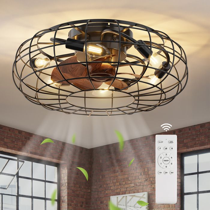 Ventilateur De Plafond Avec Lampe LED POWROL 48 Cm – 6 Vitesses Réversible – 3 Couleurs De Lumière – Mémoire Et Timer – Silencieux
