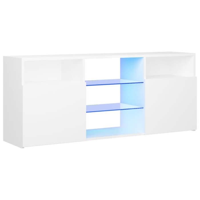 Armoire TV - Meuble TV - avec lumières LED - blanc 120x30x50 cm LL98527