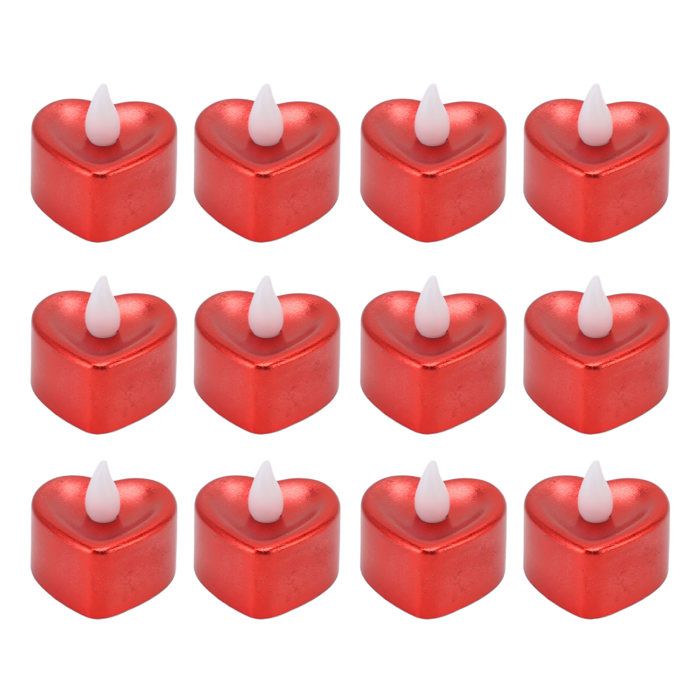 12 PCS LED Bougie Lampe En Forme De Coeur Tea Lights Ambiance Props pour Halloween Fête De Mariage Électrolytique Rouge