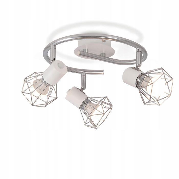 Plafonnier de Style Moderne NETTLIFE - 3 Spots E14 Orientables Métal Blanc Compatible LED Base Rond Pour Couloir Salon Cuisine