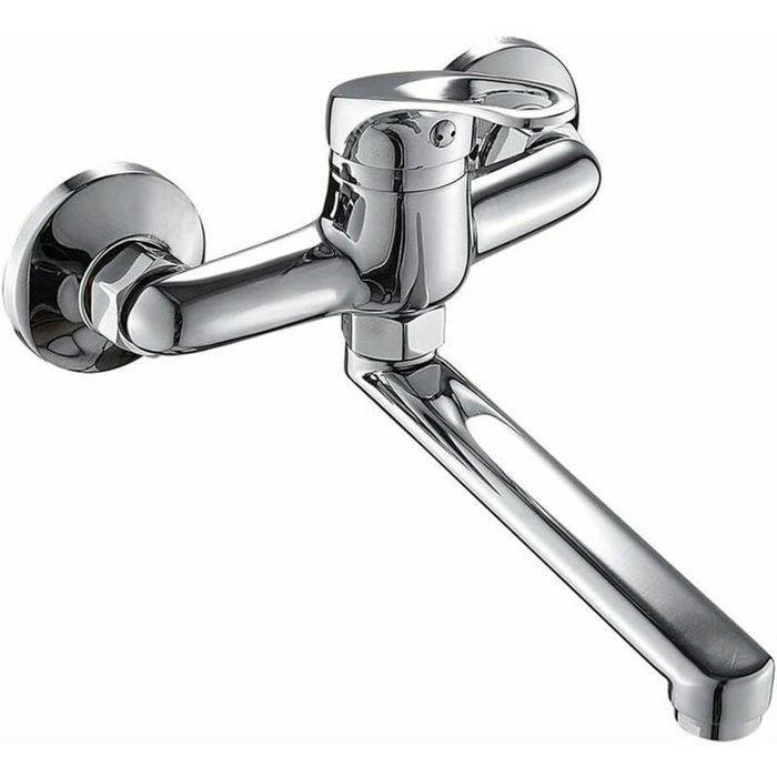 Robinet de Cuisine - LARGEIGHT - Mitigeur Monocommande Mural - Bec Pivotant 360° - Acier Inoxydable - Argent