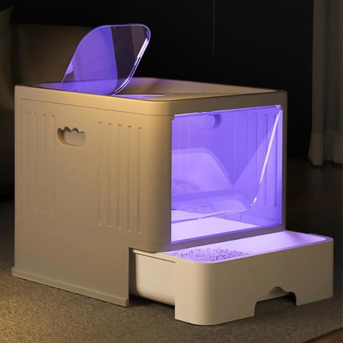 Comparer les prix de B.LIVEM Bac à Litière XXL pour Chat avec Couvercle et Pelle, Maison pour Chat, Convient aux Chats de Différentes Tailles, Gris