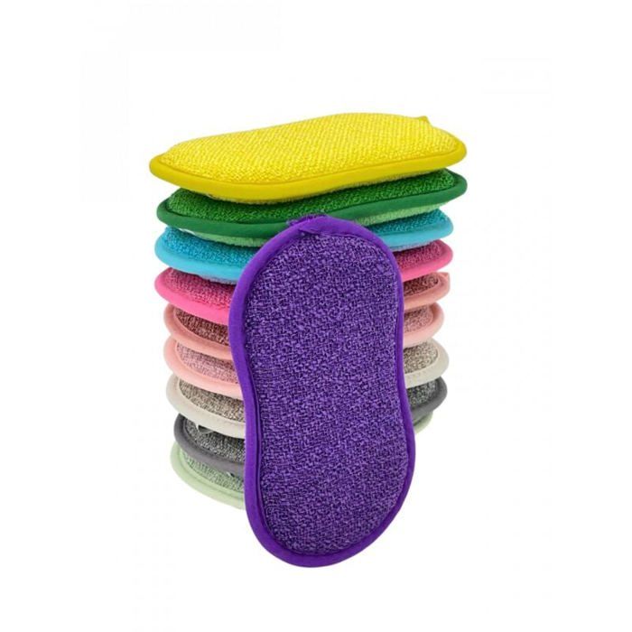 éponges tout usage - Couleur aléatoire - Lavables et réutilisables - Tampons à récurer double face en microfibre anti-rayures pour
