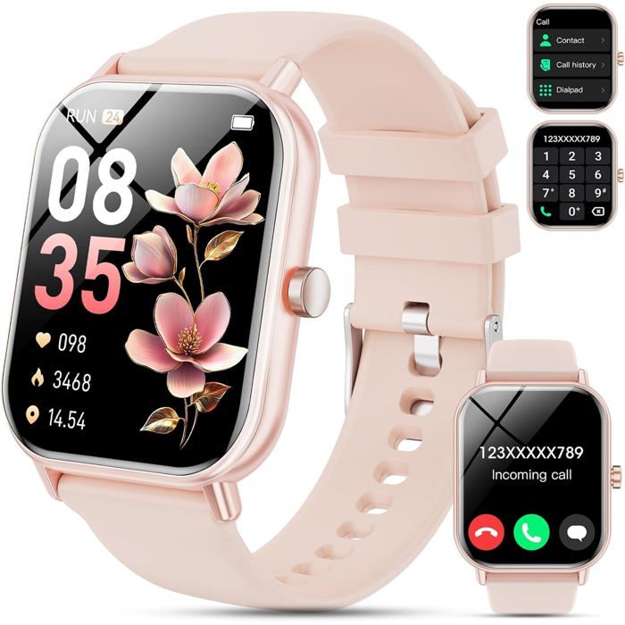 FLEUVE Montre Connectée Intelligente Homme Femme 185HD Appel Bluetooth Fitness 110+ Sports Podomètre Sommeil Cardio Spo2 IP68
